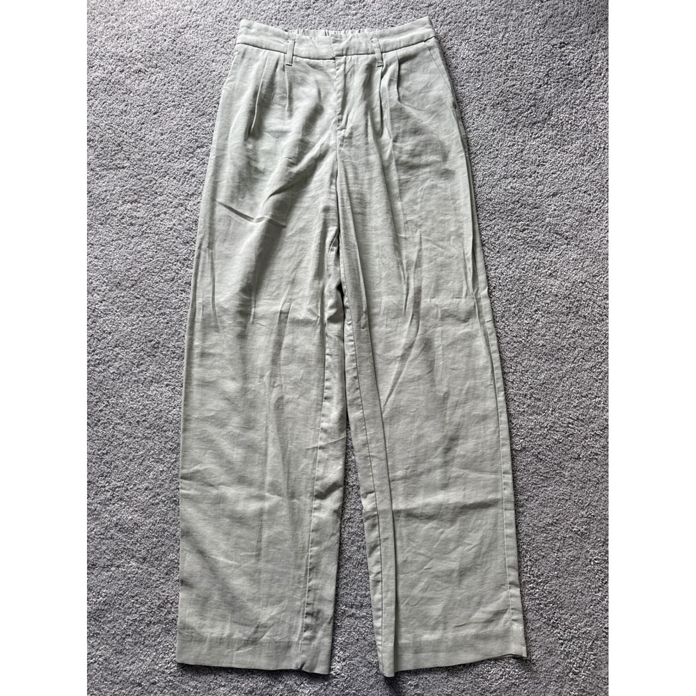 A New Day Womens Wide Leg Pleated Trousers Light Sage Green Khaki  6 High Rise‎